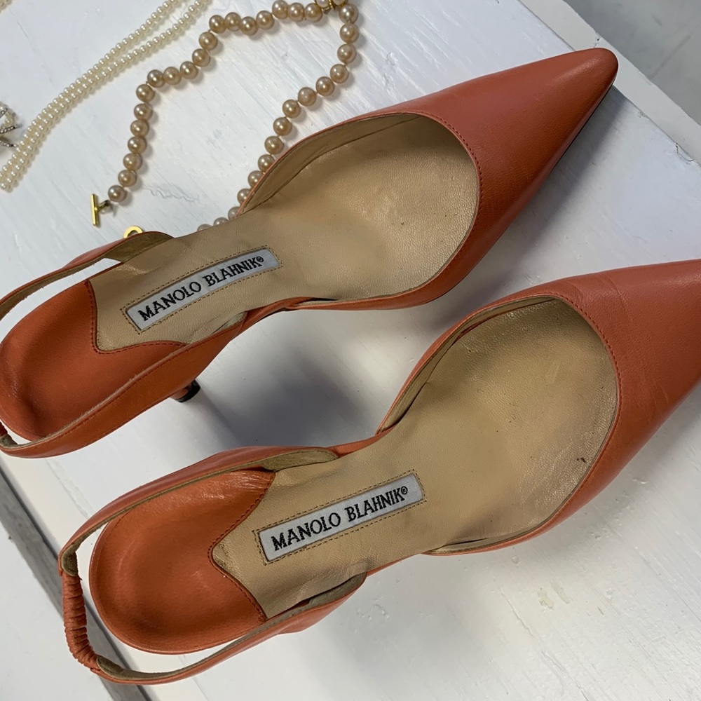 Manolo Blahnik Kitten heel sling backs